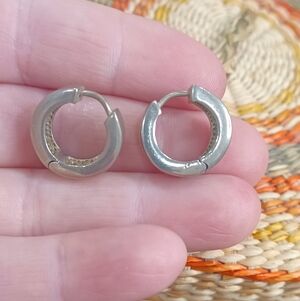 Small Sterling Silver Hoops, Signed, Vintage